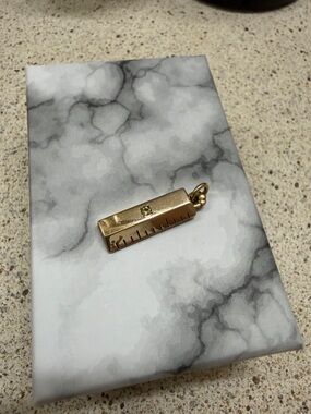 Gold Bar Ruler Charm Pendant with yellow Stone 10 gold filled